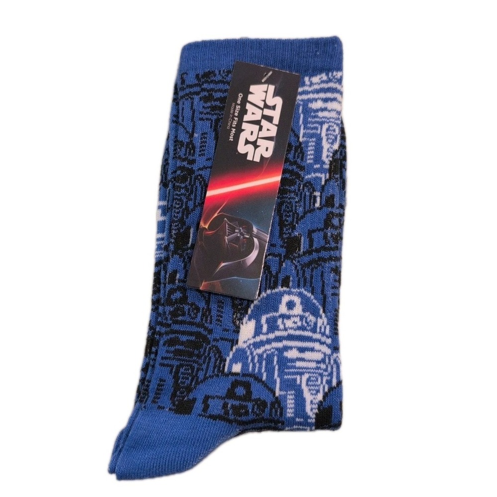 Star Wars Movie R2D2 Character Blue Crew Socks